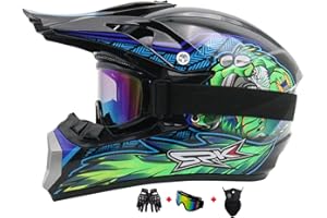 MOHELMHUI Motocross Fullface MTB Helmet Children with Gloves Mask Goggles Downhill Motorcycle Helmet Children's Helmet Set Men's ATV Motorcycle Helmet MX Enduro MTB Helmet Motorcycle Helmet Motorcycle Downhill