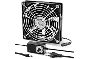 Silkwish 120 mm chassifläkt 12V PC-fläkt med hastighet | 120 mm tyst kylfläkt med metallgrillskydd, AC 220 V–240 V ventilatio