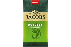 ‎JACOBS Jacobs Filterkaffee Auslese Klassisch, mittlere Röstung, Kaffee gemahlen, geröstet in Deutschland, ideal für Filterkaffeemaschine & French Press, Intensität 6/10, 500 g