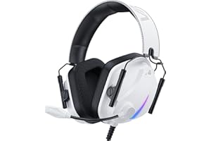 Vakedy HW12 Gaming Headset for PC, PS5, PS4, Xbox One, Switch, Gaming Headphones with Microphone, Wired Headet with 3.5mm Audio Jack (White)