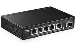 MokerLink Switch Ethernet 5 porte 2.5G con 10G SFP, 5 porte Base-T 2.5G compatibili con 10/100/1000Mbps, commutatore di rete senza ventola in metallo