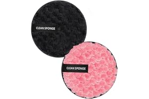 NECXON 2Pcs Reusable Makeup Remover Pads, Reusable Makeup Remover Pads Washable Make Up Remover Pads Double-Sided Face Cleansing Pads for All Skin Types(Pink & Black)