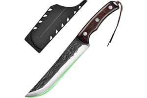 FULLHI Manico in legno per disossare con fodero, coltello da pesca in acciaio ad alto tenore di carbonio per affettare e disossare, per cucinare in campeggio e per il barbecue. (marrone, 17cm)