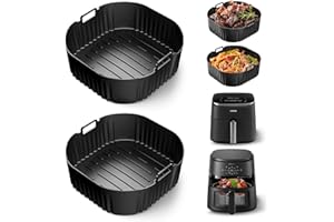 DZPUHUOJZ 23CM Molde Silicona Freidora de Aire para Cosori Freidora sin Aceite 5,5l /6.0l/6.2l,2pcs Accesorios Freidora de Aire para Philips Série 2000 6.2L Na230,Reutilizable Silicona Recipiente Air Fryer
