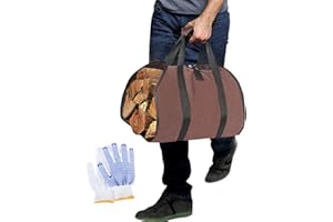 UGBO Torba na drewno kominkowe, duża torba na drewno opałowe, torba do przenoszenia, płótno żaglowe, torba do przenoszenia drewna kominkowego, z uchwytami, torba do przechowywania, uchwyt do kominka