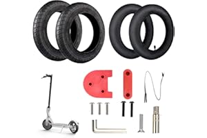 ANSENI® Kit Ruedas Wanda 10 Pulgadas Compatible para Xiaomi M365, 1S,Pro,Pro2, Neumático 10 pulgadas Reemplazo Patinete Electrico,Camara Aire 10 pulgadas,Pieza Adaptador y Adaptador de Válvula(Rojo)