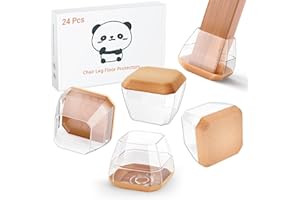 Meldel Protector Patas Sillas 24 Piezas Grande,Transparente Silicona Protector Sillas Patas con Almohadillas de Fieltro,Eliminan el Ruido y los Arañazos (Cuadrada, 28mm-38mm)