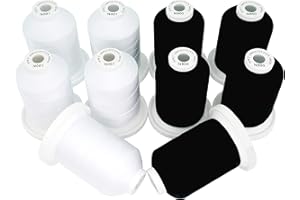 New brothread 5 Weiß + 5 Schwarz Farben Mehrzweck 100% Mercerisierte Baumwollfaden 30WT (50S/3) 600M zum Quilten, Nähen und Sticken