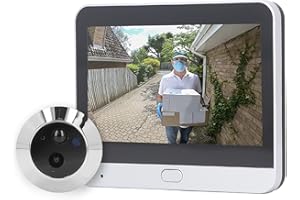 ASIXXSIX Telecamera Spioncino per Spioncino, Videocitofono Digitale WiFi con Visione Notturna e Rilevamento del Movimento, Telecamera Digitale per Porta con Schermo LCD IPS da 4,3 Pollici