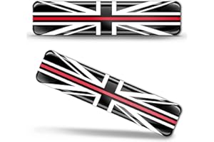 Biomar Labs® 2 x Aufkleber 3D Gel Silikon Stickers Grossbritannien England UK Union Jack GB Thin Red Line Firefighter Flag Dünne Rote Linie Feuerwehr Flagge Fahne Autoaufkleber F 63