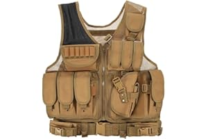 LEJUNJIE Lejie Taktische Weste Herren-Outdoor Weste mit Taschen- Tactical Vest für Jagd Angeln Camping Airsoft Paintball Militär