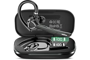 VOTAZIB Bluetooth Headset, Wireless Bluetooth Earpiece V5.4, 90H Talktime Single-Ear Headphone with Mute Button , Dual Mic Noise Canceling Hands-Free Earphones for Computer Cell Phones Trucker Work, Black