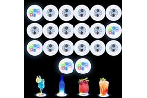 Gotrain 20 sottobicchieri colorati a LED adesivi,super luminosi,lampada a LED per bottiglie con 6 perline a LED,sottobicchieri per bar,birra,bevande,per feste,club,compleanni,decorazioni per bar (20)