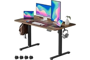 VOSATRON Elektrisch Höhenverstellbarer Schreibtisch 120x60cm Schreibtisch Höhenverstellbar mit Memory-Steuerung und Anti-Kollision Technologie, Rollen, Spleißbrett, Schwarz Rahmen/braun Tischplatte