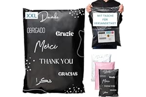 ‎EMBALLAX EMBALLAX - 20 Versandtaschen MIT TASCHE FÜR VERSANDETIKETT - XXL 60x45cm - WIDERSTANDSFÄHIG/WASSERDICHT - Versandtüten für Kleidung - Warensendung Umschlag für Kartons - Versandbeutel - Danke