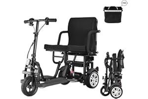 WISGING Roller Mobilität Zusammenklappbarer Elektromobil für Motorräder 3-Rad Leichtgewichtige tragbare E-Roller - Unterstützung 120kg Gewicht Nur 26kg Schwarz