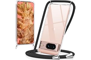 caslord Handykette kompatibel mit Google Pixel 8, Necklace Hülle mit Bands Handyhülle für zum Umhängen, Transparent Case mit Handykordel,Stoßfeste Schutzhülle zum Umhängen Kordel,Schwarz