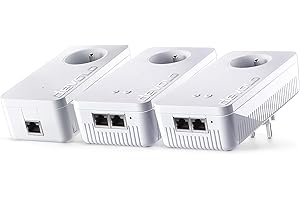 devolo Wi-Fi 5 (ac) Multiroom Kit : 3x Adaptateurs CPL WiFi, Prise Gigogne (1200 Mbits, Mesh, 5x Ports Gigabit Ethernet), idéal pour gaming, télétravail, streaming, prise française