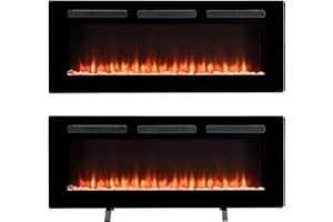 Dimplex Sierra Optiflame Media Wall Fireplace, 48"/ 121.9cm, Wall Mounted, Recess Fit, Free Standing Electric Fire, 7 Colour Themes, Choice of Fuel Beds, Cool Touch Glass, 1.6kW Electric Heater