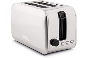 Haden Stoke Toaster 2 Slice - Brushed Stainless Steel Toaster - Adjustable Browning Control - Cancel/Defrost/Reheat Functions - Removable Crumb Tray - 750W