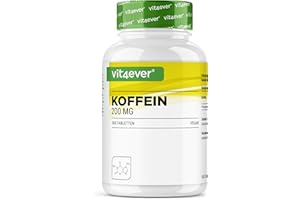 VIT4EVER Comprimés de caféine de 200 mg chacun - 500 comprimés - Testé en laboratoire (teneur en ingrédients actifs et pureté) - Sans additifs indésirables - Hautement dosé - Végétalien - Qualité supérieure