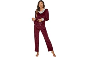 Ietaoo Velours Survêtements Femme Ensemble de Pyjama 2 Pièce Sportswear Jogging Hiver Col en V Sweatshirt et Pantalon Sweat Suit Tenue Sport Ensemble Vêtements de Nuit