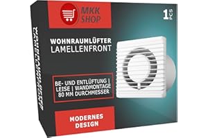 MKK Ventilateur de salle de bain - Blanc - Diamètre : 80 mm - Câble silencieux + interrupteur