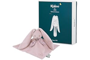 KALOO - Lapinoo - Doudou Coniglio Rosa - Peluche Neonato - Quadrato 30 x 30 cm - Due Materiali Morbidi Viscosa e Velluto a Coste - Cofanetto Regalo - dalla Nascita, K218002