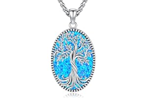 Eusense Árbol de la Vida Colgante Árbol Pendientes 925 Plata de Ley Familia Collar Joyería Regalo para Mujer Niñas