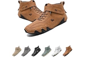 JXOPY Bottes hautes en cuir italien faites à la main, chaussures Beck imperméables, chaussures d'extérieur légères et antidérapantes for hommes for la randonnée, le camping et la conduite, bottes Chukka mon