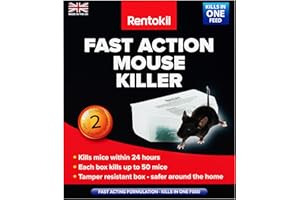 Rentokil PSF135 Fast Action Mouse Killer Twin Pack - Highly Effective Indoor Rodent Bait Station for Quick and Efficient Elimination of Mice, Ready-baited, kills up to 50 mice per station