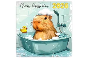 NOTIQUE Kalendarz ścienny 2026 Cheeky Capybaras Kalendarz, kalendarz broszurowy z kalendarzem miesięcznym, kalendarz broszurowy 30 x 30 cm (otwarty 30 x 60 cm)