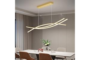 BELLASTEIN Oświetlenia wiszące LED Ściemnialny stół jadalny Lampa wisząca z pilotem Lampa wisząca Salon Kuchnie Lampa wisząca Nowoczesna Regulacja wysokości Żyrandol Biurowa Lampa kuchenna (Złoty, L120cm)