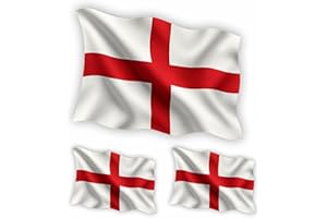 INKATI England Flag Stickers for Vehicles Laptops and Walls / 3 Pack (1 Large 16x10cm and 2 Small 8x5cm) / Premium Gloss Finish Wipeable Weatherproof/Clear Removeable Adheisive/External Use /