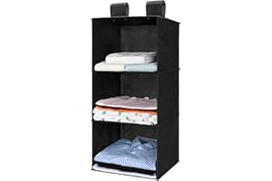 MaidMAX Étagère Suspendue Pliable, Etagere Rangement, Organiseur Placard de Rangement à 3 Compartiments, Organiseur de Vêtement, Armoire Meuble de Rangement, 30,5 x 29 x 65 cm, Noir