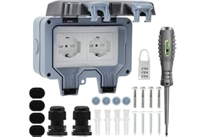 JOYELEC Prese da esterno prese impermeabile IP66, prese da parete per ambienti umidi contatto di protezione da parete prese da giardino resistente alla polvere (JYEDE-12IT)