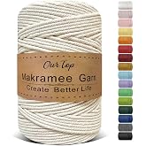 OurTop Macrame Yarn, 4 mm x 300 m Macrame Twine 4 Strand Macrame Cord Macrame Thread for Crafts, Wall Hanging, Bohemian Decor