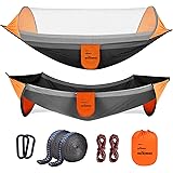 Hängematte Outdoor mit Moskitonetz für Camping, Indoor Balkon und Garten, 300 x 140 cm, Belastbarkeit bis 300 kg, mit Befesti