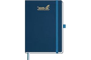 BEZEND Agenda 2026 Settimanale A5 21 x 15,5 cm, 18 Mesi Diario Scuola con Doppio Orario da Lug.25 a Dic.26, Copertina Rigida in Pelle PU - Blu Prussiano