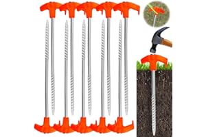 BLLREMIPSUR 10 Pack Metal Tent Pegs - Heavy Duty Camping Pegs for Hard Ground, Awnings & Rock