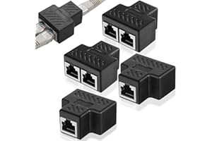 ZHIBEISAI 4PCS RJ45 Splitter Connectors, 1 to 2 Ethernet Network Adapter LAN Ethernet Cable Socket Connector Adapter Internet Coupler Double Socket HUB Interface Contact Modular Plug for Cat5 Cat5e Cat6 Cat7