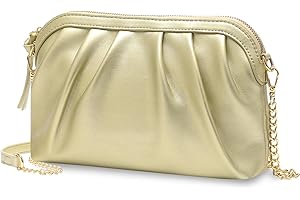 VASCHY Clutch Bag for Women,Fashion Ruched Vegan Leather Small Formal Evening Handbag Crossbody Shoulder Bag Wedding,Party