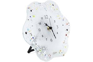 Sospiri Venezia Orologio da Tavolo Vetro Murano Meccanismo Silenzioso Decorato a Mano Soprammobile Casa -Idea Regalo Cerimonia Bomboniera con Scatola Elegante (21x21 cm Fiore)