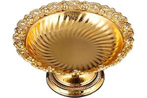 Haofy Fruktskål i Metall med Blomsnideri för Köksbänk Matbord Dekorativ Serveringsskål Lätt 192 G Vintagedesign för Kontorsbruk