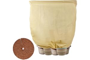 DEWUR Protezione Invernale per Piante in Vaso, Protezione antigelo per Piante, 80 g/m², in Tessuto Non Tessuto, Protezione per Piante Invernali(200 x 240 cm con Tappetino di Cocco da 37 cm)