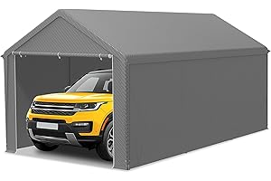 LILIIN 3x6m Zeltgarage Winterfest Stabiles Carport mit PE-Dach (170g/m²) für Auto, SUV & LKW, UV-beständige Garagenüberdachung als Lagerzelt & Weidezelt, Abnehmbare Seitenwände, Grau