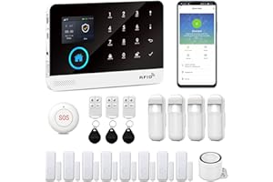 XNY 2G Alarme Maison sans Fil, WiFi Systèmes Sécurité pour la Maison avec APP, 24-Pièces Kit (Détecteur de Mouvement, Capteurs de Porte et Fenêtre, Télécommandes, Sirène), Compatible avec Alexa