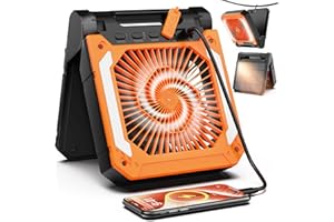 INNOPOWER Ventilateur de Camping USB 20000 mAh, Ventilateur Solaire Batterie Rechargeable, Ventilateur Tente Pince Portable avec Lumière LED, Minuterie, 3 Vitesses, Ventilateur de Bureau pour camping, pêche