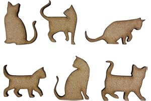 The Crafty Cow 20x Assorted Cat Shapes Cats 3cm Wood Craft Embelishments Laser Cut Shape MDF
