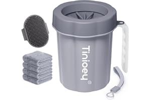 Tinioey Paw Cleaner for Dogs Medium/Small Breeds with Handle | Dog Foot Cleaner to Remove Mud & Dirt | Gray